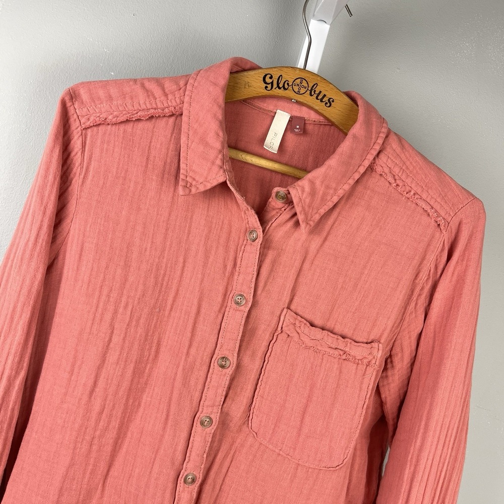 Anthropologie Pilcro Gauzy Top Womens M Button Up Long Sleeve Double Cloth